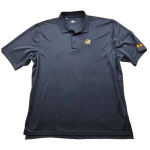 Under Armour Polo Shirt Mens XL Black Stretch Mizzou Tigers HeatGear